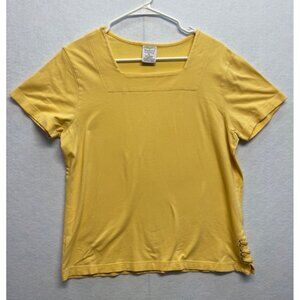 Vintage Westbound Petites Stretch Petite Large Yellow Top Half Sleeve